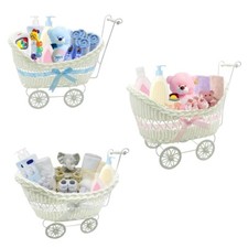 Wicker Hamper Pram Basket Flower Vase Storage Organizer Baby Shower Party Born