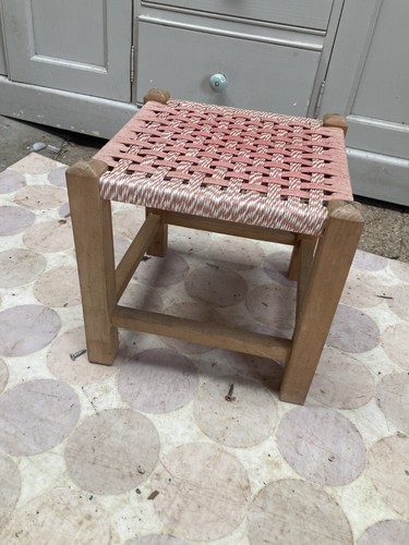 Wooden frame woven footstool - frame,