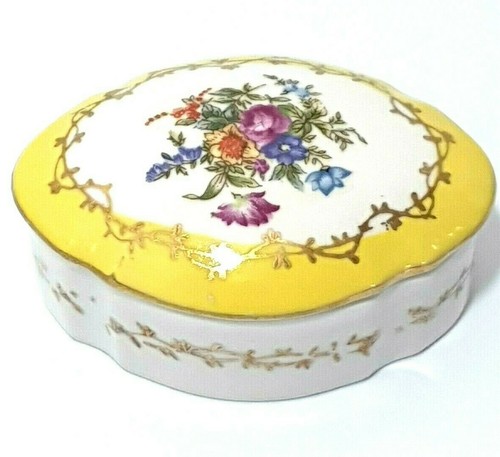 Vintage trinket box yellow - vintage,