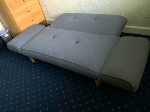 Grey fabric convertible futon - fabric,