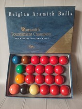 Vintage Aramith Tournament Champion Snooker Balls Set Belgian Boxed Vintage 1997