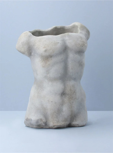 Stone efect male torso planter - stone,