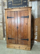 Antique Mid Victorian Narrow Pine Pantry Hall Kitchen Estate Cupboard, c1860