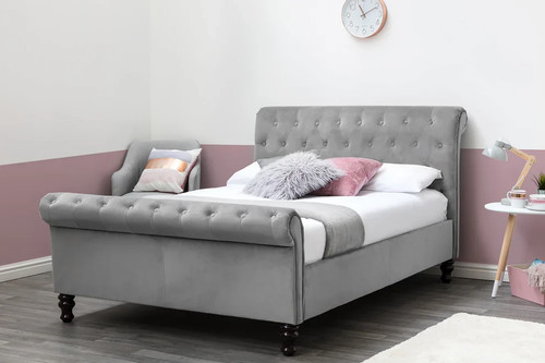 Lambeth grey velvet ottoman - lambeth,