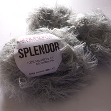 Mondial Splendor 100% Microfiber Eyelash Tinsel Knitting Yarn Pale Grey 115g