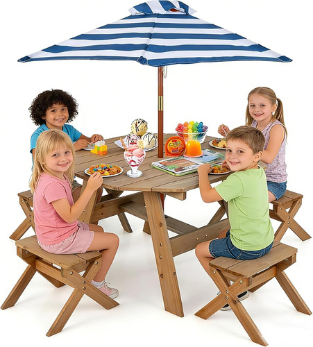 Kids picnic table - kids, wood