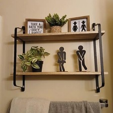 Industrial Floating Wall Shelves Rustic Wood Storage Shelf for Kitchen Bathroom 