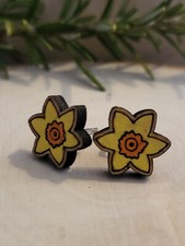 Wooden Daffodil Stud Earrings
