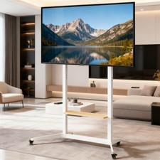 Free Standing TV Stand Durable Steel TV Cart Corner Stand w/Storage Shelf Home