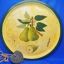 PEARS * Large Hand Painted Rustic METAL TRAY (49cm) Rare GOLFAR & HUGHES London
