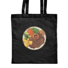 'Roast Dinner Plate' Classic Black Tote Shopper Bag (ZB00022616)