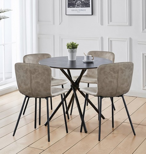 Dining set round black - round,