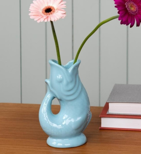 Light blue ceramic fish - -, vase