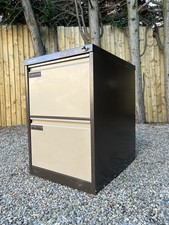 Vintage Escoline Metal Filing Cabinet Lockable 2 Drawer Office Workshop Low