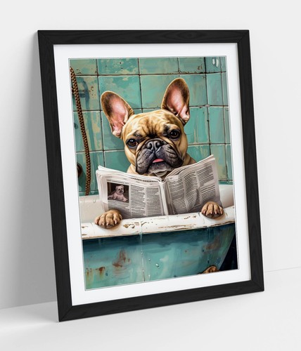 French bulldog with newspaper - bulldog,
