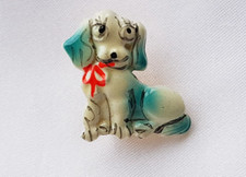 Dog ~ Brooch ~ Blue & White Enamel & Metal ~ Vintage 1970s 'Scatter Pin'