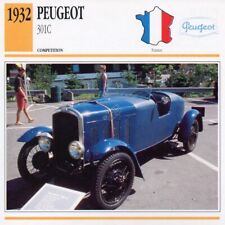 1932 PEUGEOT 301C Racing Classic Car Photo/Info Maxi Card