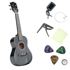 23" Concert Beginners Ukulele with Felt Pick & Spare Strings – Black