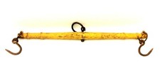 Antique Wood & Iron Yellow Painted Horse Harness Leader Bar Carriage Single Tree
