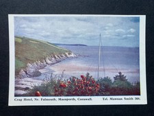 Crag Hotel Falmouth Maenporth Cornwall Vintage Promo Postcard E22