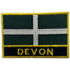 Devon Uk County Flag Iron On Patch Embroidered Sew On Applique Badge