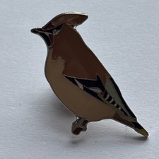 Rspb metal badge waxwing - metal, waxwing.