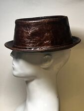 Brown  leather pork pie hat
