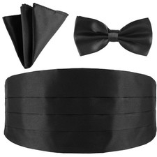 Black Bow Tie Cummerbund for