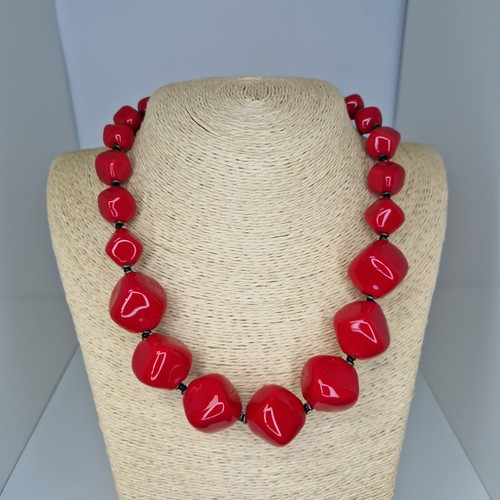 Vintage ceramic necklace coral - ceramic,