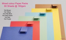 A4 Mixed Colour Paper Packs 160gsm 6 DIFFERENT Colours 60 Sheets PREMIUM QUALITY