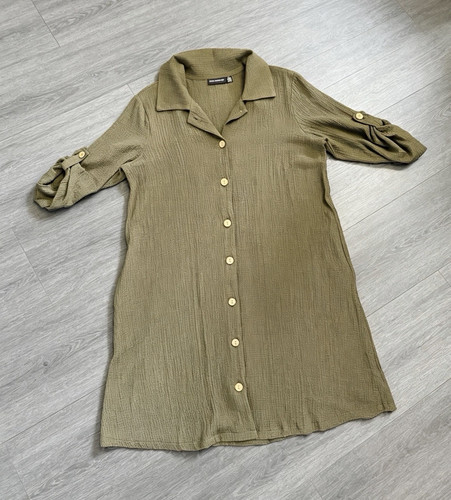 Nina leonard khaki shirt dress - nina,