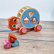 Traditional Wooden Kitten Pull