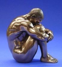 Man Sitting Bronze Figurine 12