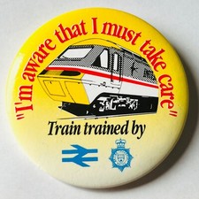 British Rail Safety Promo Pin Lapel Badge InterCity Trained By Transport Police