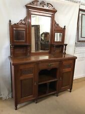 Edwardian Walnut Mirror Back Sideboard With Lots Of Carving, Small Proportions