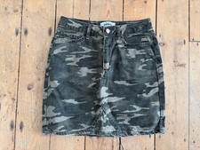 New Look Denim Green Khaki Camo Camouflage Army Short Skirt Size 8