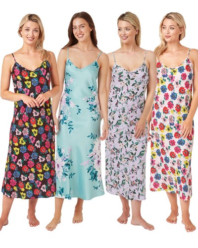 Ladies satin long chemise - satin,
