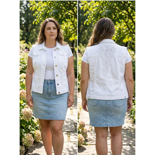 White denim vest pxl - white,