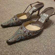 Vintage Emma Hope Shoes silver grey sequin beaded detailing size eu 37.5 uk 4.5