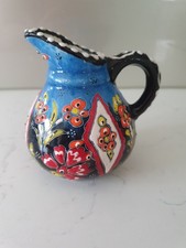 Turkish Hand Made Ceramic smSall Milk/Cream Jug Heavely Painted - VGC