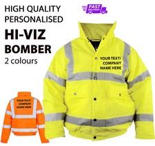 Personalised Hi-Viz BOMBER Motorway High Visibility Safety Work Jacket Customise