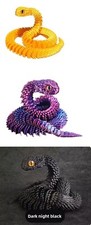Snake Toy 3D Printed Viper Toy Gem Eye Joints Movable decor Ornament