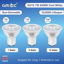 🔥10 Pack GU10 LED Bulbs 7W/9W/12W Cool White 6500K spot-downlight NonDimmableUK