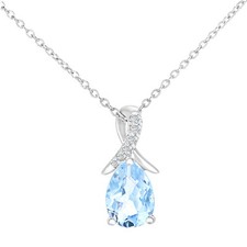 9ct White Gold Pear Blue Topaz