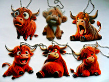 Very Cute Highland Cow  Car Mirror Hanging Decoration  / Bag Charms 5 To Choose