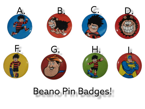 Retro beano button pin - retro, badge