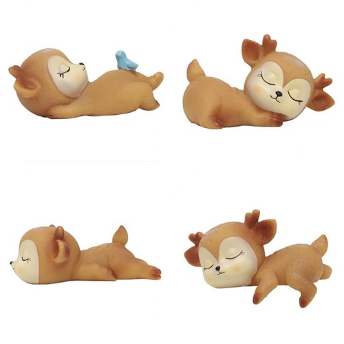 4pcs miniature deer figurine - 4pcs,