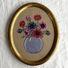 Vintage needlepoint anemone - needlepoint,