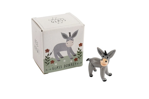 Glass donkey figurine gift - glass,