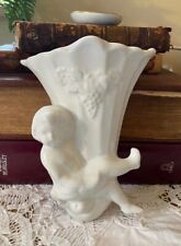 White Ceramic Cherub Wall Hanging Ange Renaissance Style Cupid Ornament